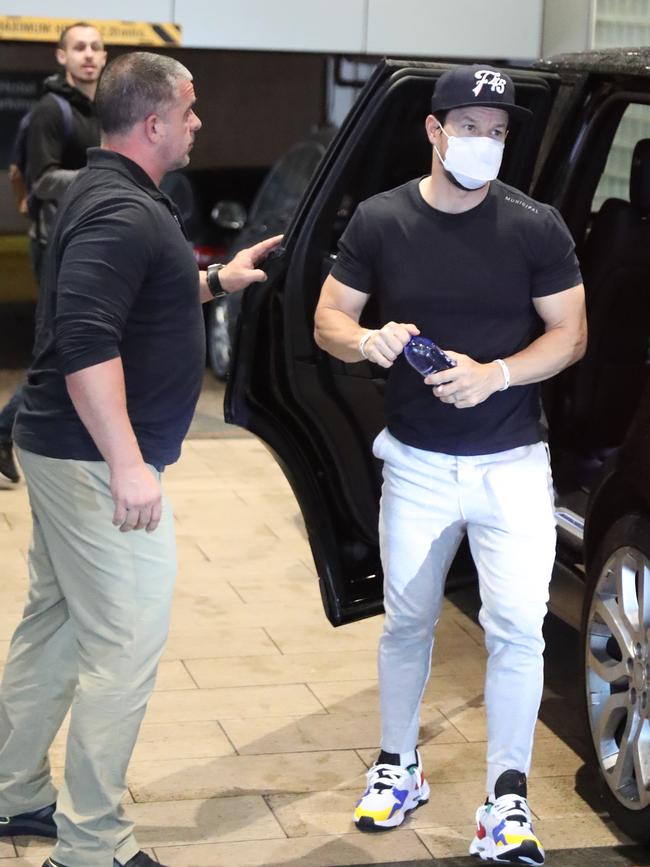 Mark Wahlberg arrives at the F45 gym on William Street, Sydney. Picture John Grainger