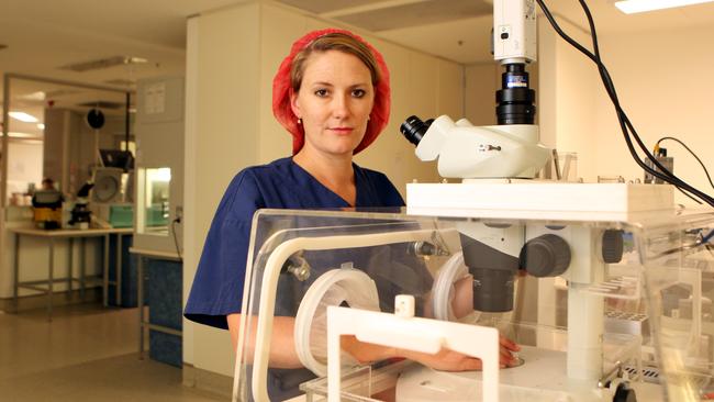 An Embryologist at work in an IVF lab.