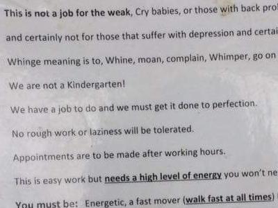 Brutal note for ‘cry baby’ backpackers