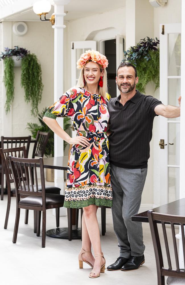 Kiana Low and Mason Grey for Kaye Foley Model Agency at the Hope Horizons Melbourne Cup charity lunch hosted by Rotary Club of Toowoomba City at Burke and Wills Hotel, Tuesday, November 5, 2024. Picture: Kevin Farmer