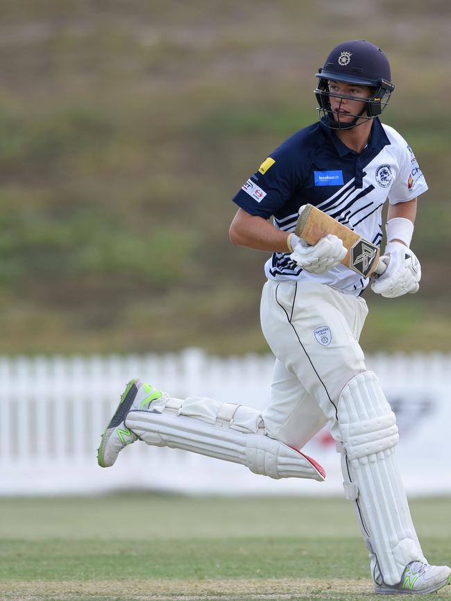 Tom Scriven made 29 for Broadbeach Robina in their Kookaburra Cup match against Coomera Hope Island. Picture: Steve Holland