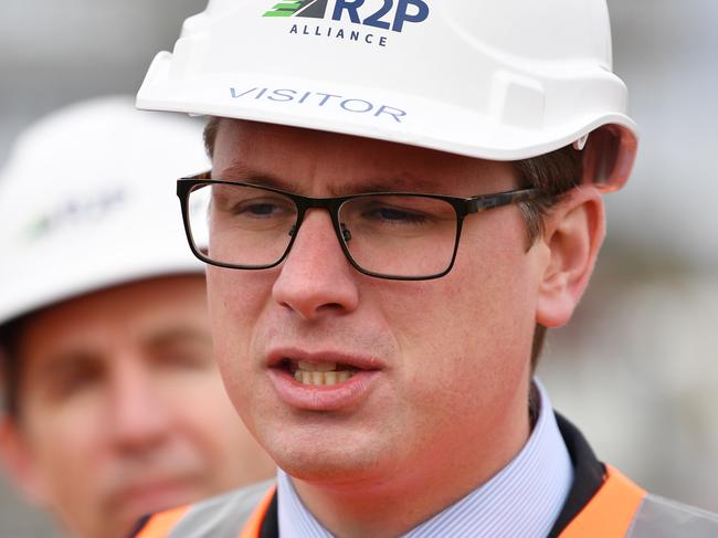 Minister for Transport and Infrastructure Stephan Knoll is seen during an infrastructure announcement in Croydon, Adelaide, Wednesday, June 24, 2020. The State Government has announced $145 million to unlock infrastructure jobs in SA. (AAP Image/David Mariuz) NO ARCHIVING