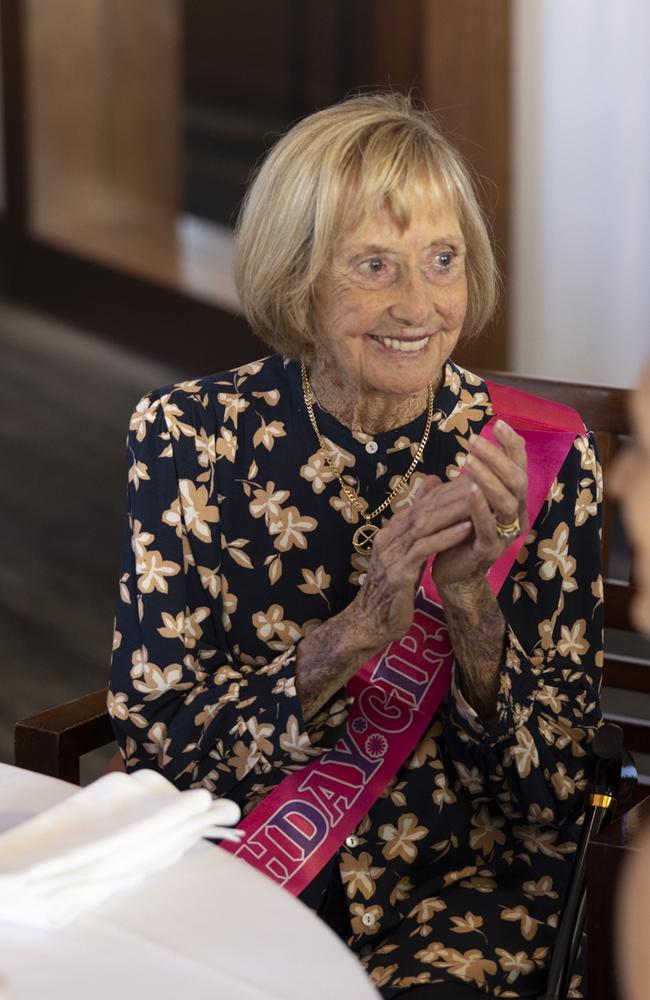 Daphne lapping up the attention for her all-out 90th birthday party. Picture: Supplied.