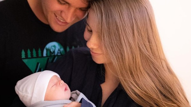 Bindi Irwin and Chandler Powell celebrated their first wedding anniversary with the birth of their first baby, a little girl named Grace. Picture: Instagram