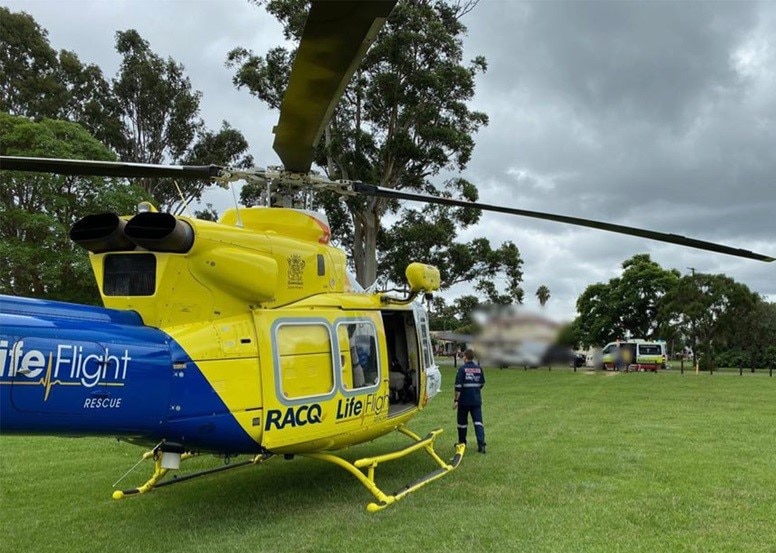 MEDICAL EMERGENCY: Paramedics treated the patient at the scene before the RACQ LifeFlight Rescue helicopter arrived. Photo: RACQ LifeFlight Rescue. Picture: RACQ LifeFlight Rescue