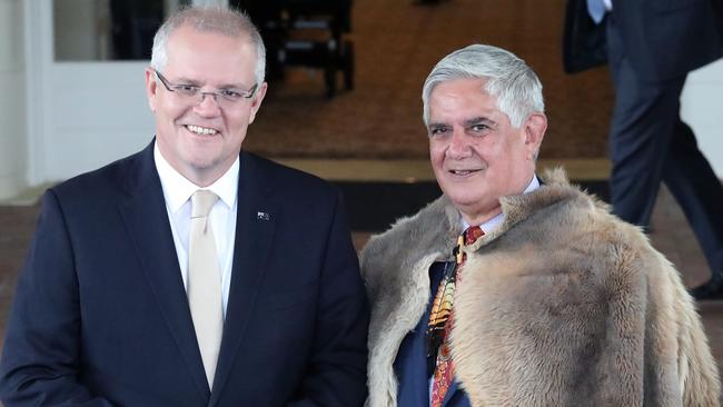 Prime Minister Scott Morrison with Ken Wyatt at Government House after the swearing-in of the coalition new government ministry. Picture: Gary Ramage