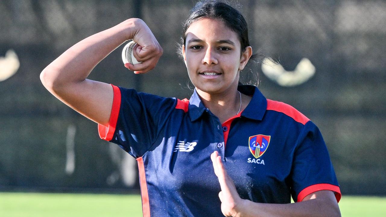 Emerging leg-spinner Riya Gupta at state training. Picture: Brenton Edwards