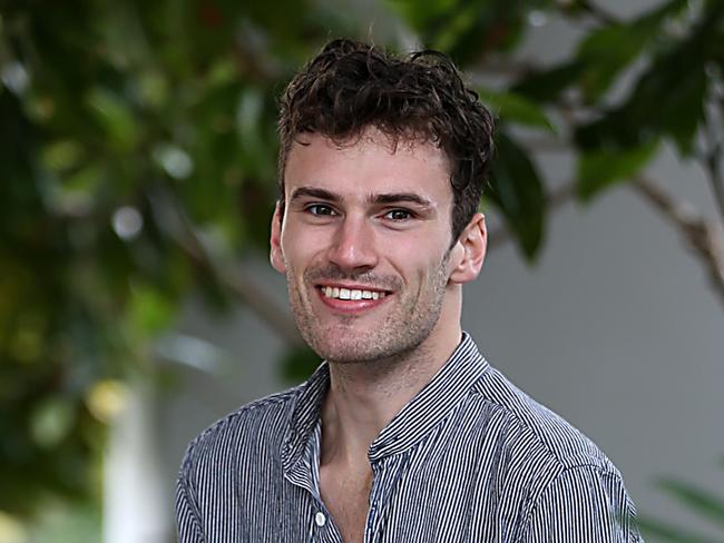 Tom Elphick was a ballet dancer and experienced a devastating injury. He is now taking part in a world-first clinical trial aiming to restore movement and function of people with spinal injuries. Jane Dempster/The Australian