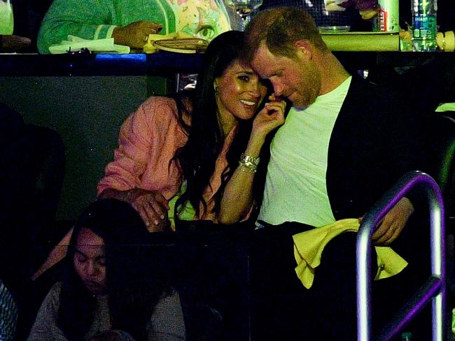 Prince Harry, Duke of Sussex and Meghan, Duchess of Sussex at the Los Angeles Lakers and the Memphis Grizzlies game. Picture: Getty