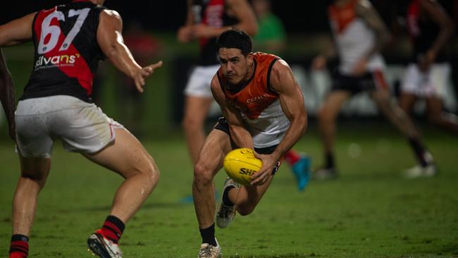 Brodie Carroll as the NTFL Buffaloes' mens side beat the Essendon Bombers. Picture: Pema Tamang Pakhrin