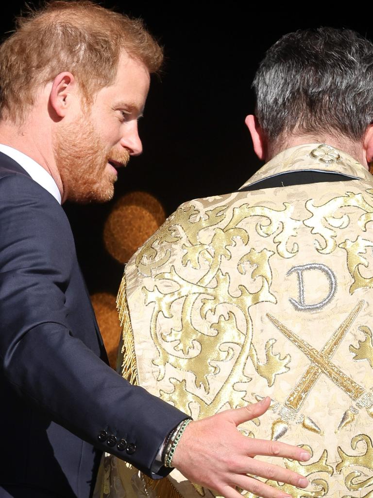 Harry appeared to well up at one point during the service... Picture: Chris Jackson/Getty Images for Invictus Games Foundation