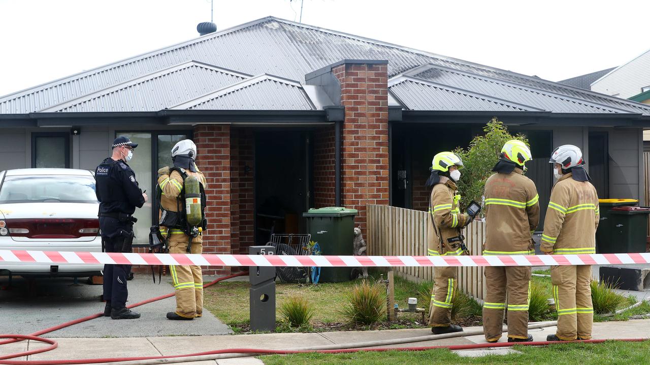 Emergency services at a fire in Bellbird Ave in Norlane. Picture: Alison Wynd