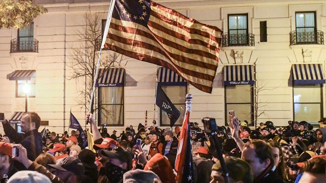 Donald Trump supporters protest the election result in Washington over the weekend. Picture: Getty Images.