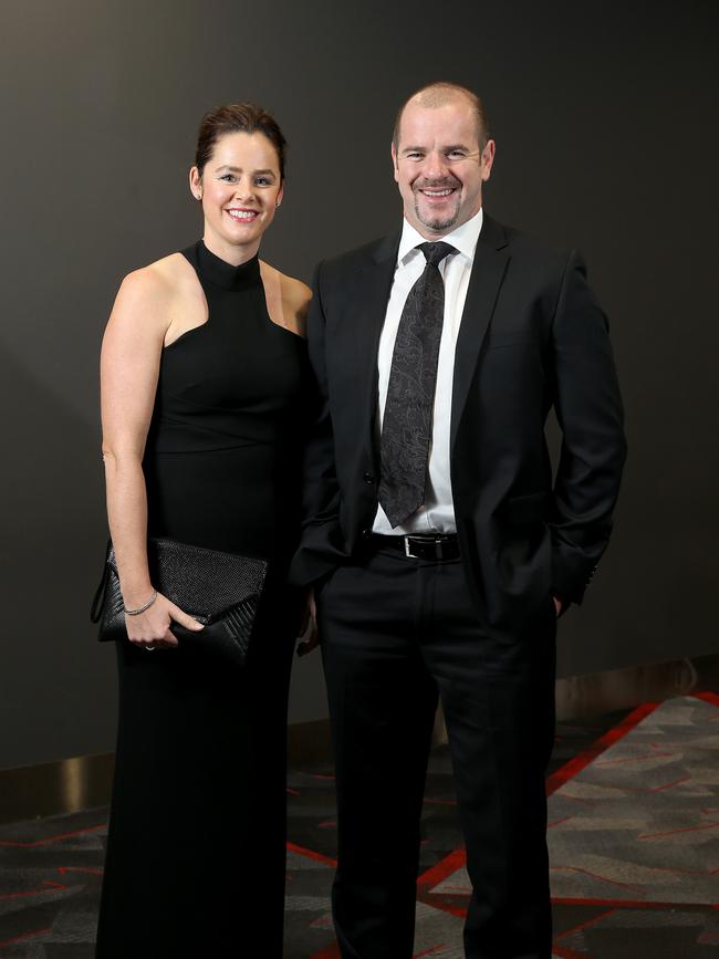 Ricciuto and his wife Sarah, pictured in 2015 at the Crows 25th Anniversary Gala Night at the Adelaide Entertainment Centre. Picture: Simon Cross