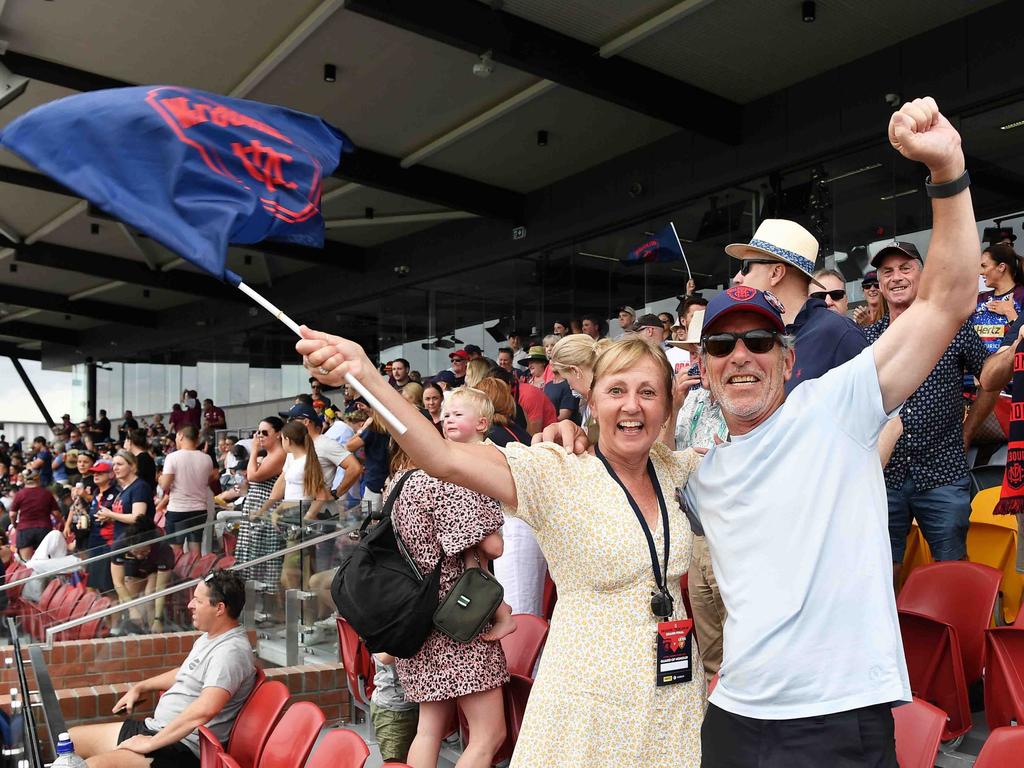 Leanne and Craig Gay at the NAB AFLW grand final. Picture: Patrick Woods
