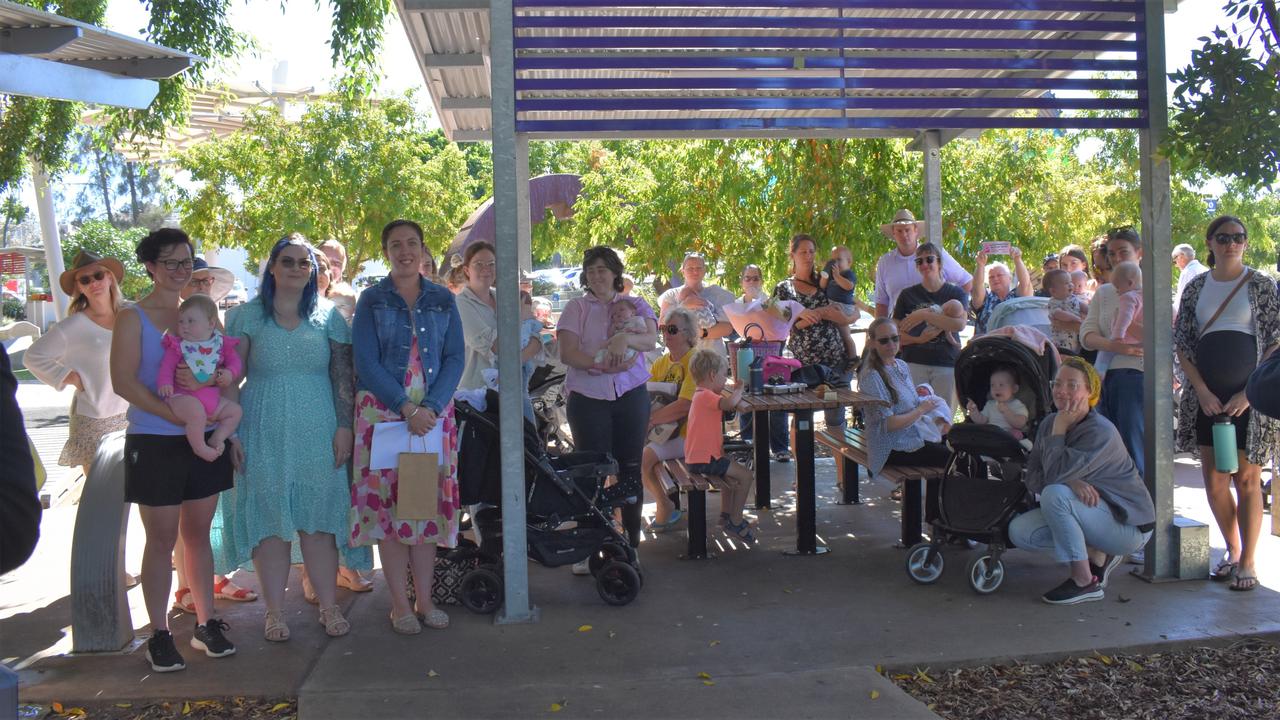 The group of supporters at the Save Gladstone Maternity community rally on May 5 at Lions Park.