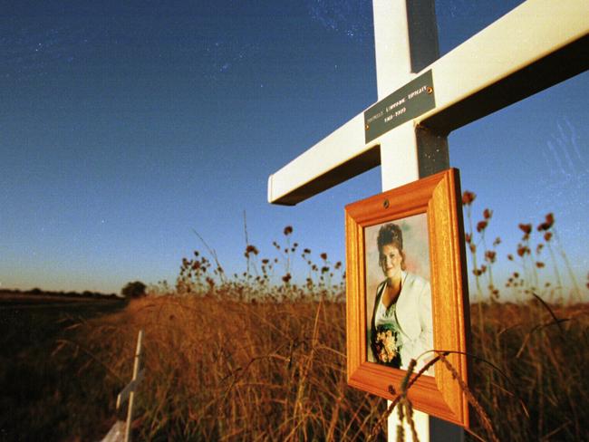 A cross placed on the spot where the body of teenager Michelle Bright was found in 1999.