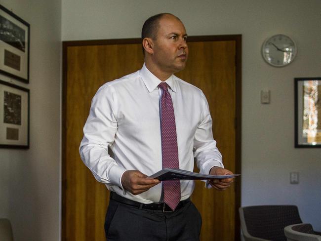 Portrait of Federal Treasurer Josh Frydenberg in his office at Parliament House in Canberra. Portrait by Sean Davey.