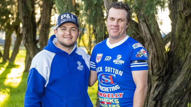 New Newtown coach Ash Taylor (L). Picture: Nev Madsen.