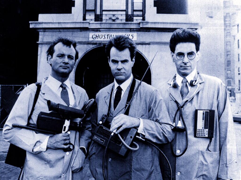 (L-R) Actors Bill Murray, Dan Aykroyd and Harold Ramis in the 1984 film "Ghostbusters'.