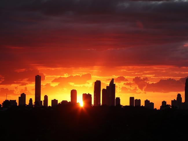 Morning Gold Coast! a magnificent sunrise greeted early risers to start the Gold coast Show holiday.  Picture Glenn Hampson