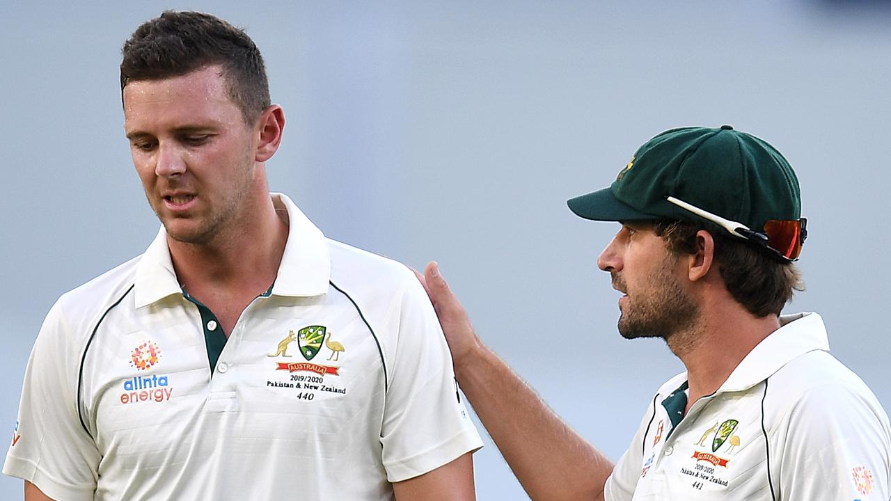 Josh Hazlewood suffered a hamstring injury late on day two.
