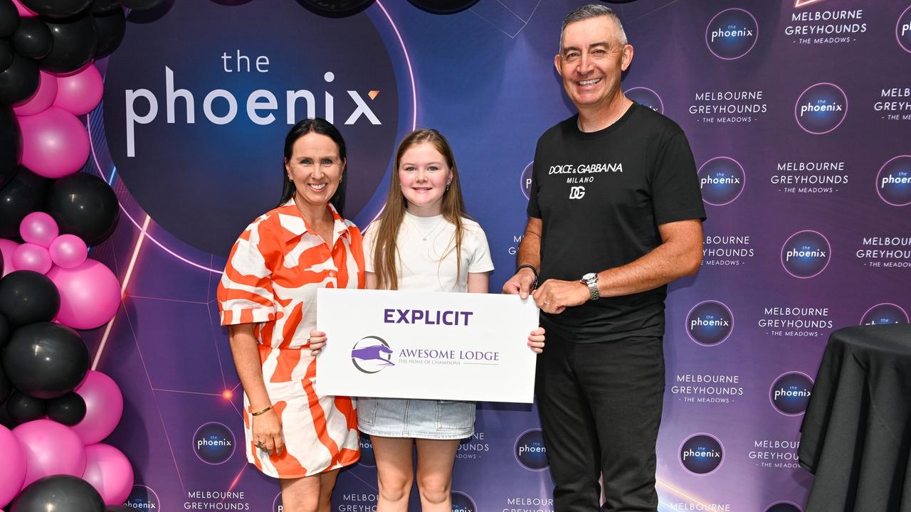 Seona, Sophie and Jason Thompson at The Phoenix box draw where Explicit will exit box eight Picture: Clint Anderson