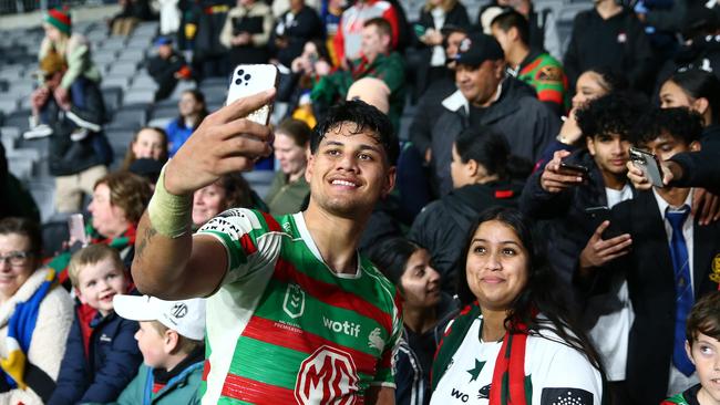 Jaxson Paulo with fans. Picture: NRL Photos