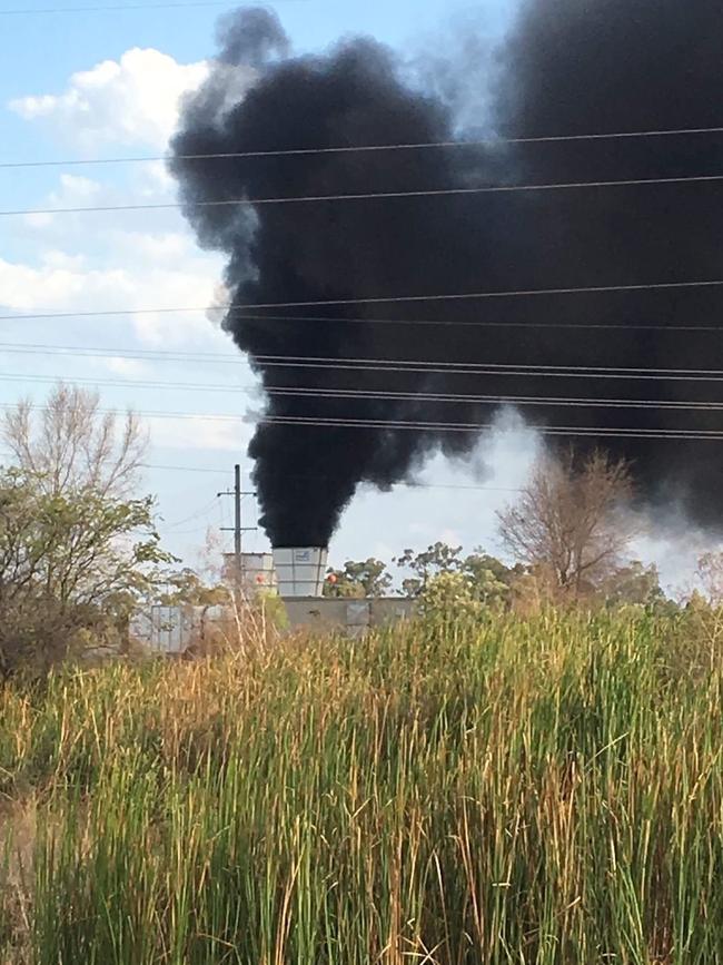 Smoke billows from the mine at North Goonyella from a fire in September 2018.