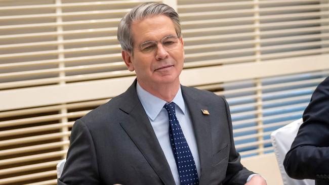 US Secretary of the Treasury Scott Bessent at a meeting to discuss trade relations and tariffs, in Geneva. Picture: AFP.