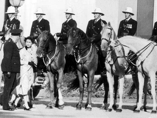 1954: As the Queen inspected her mounted escort in Melbourne, one of the police greys closed his eyes and bowed.