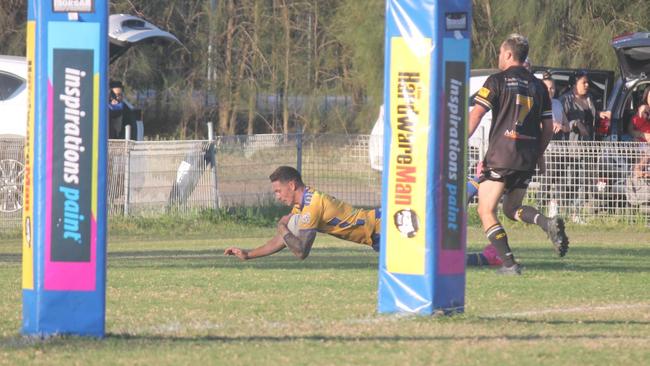 Justin Jones scoring a try for the Warilla-Lake South Gorillas. Picture: Warilla-Lake South Gorillas Facebook