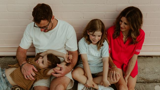 Entrepreneur Verity Tuck with her husband, Mike Fraser, and children Gracie and Monty. Picture: Supplied