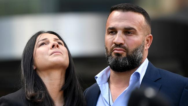 Danny and Leila Abdallah at Parramatta court after the sentencing of the driver who killed four kids in horrific Oatlands crash. Picture: NCA NewsWire / Jeremy Piper