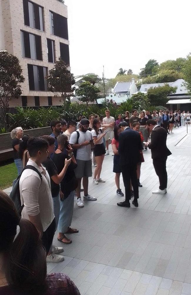 A queue at a rental inspection in Sydney’s Inner West. Picture: Reddit