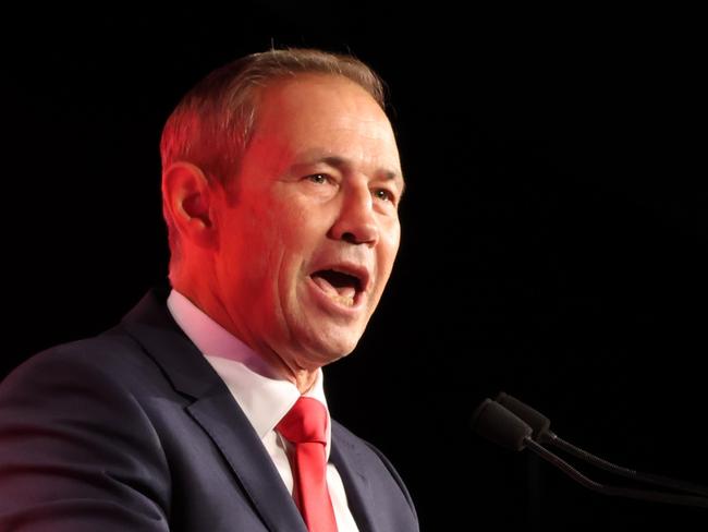 Western Australia Premier, Roger Cook speaks during the WA Labor’s 2025 State Election Campaign Launch in Perth, Sunday, February 23, 2025. Picture: Paul Garvey / The Australian