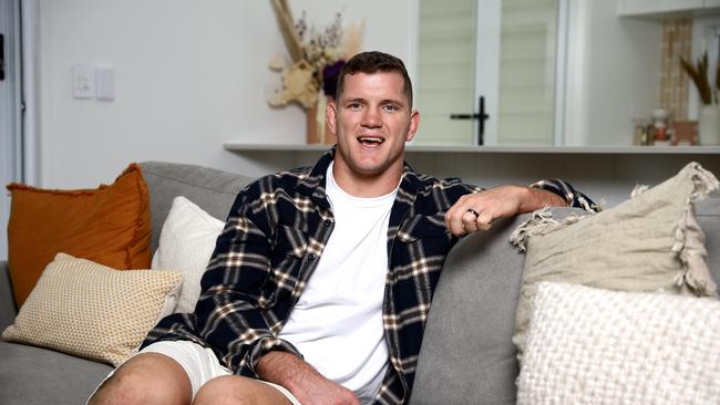 Dolphins forward Tom Gilbert recovering at home after suffering a serious knee injury in New Zealand and then a blood clot on the flight home. Picture David Clark