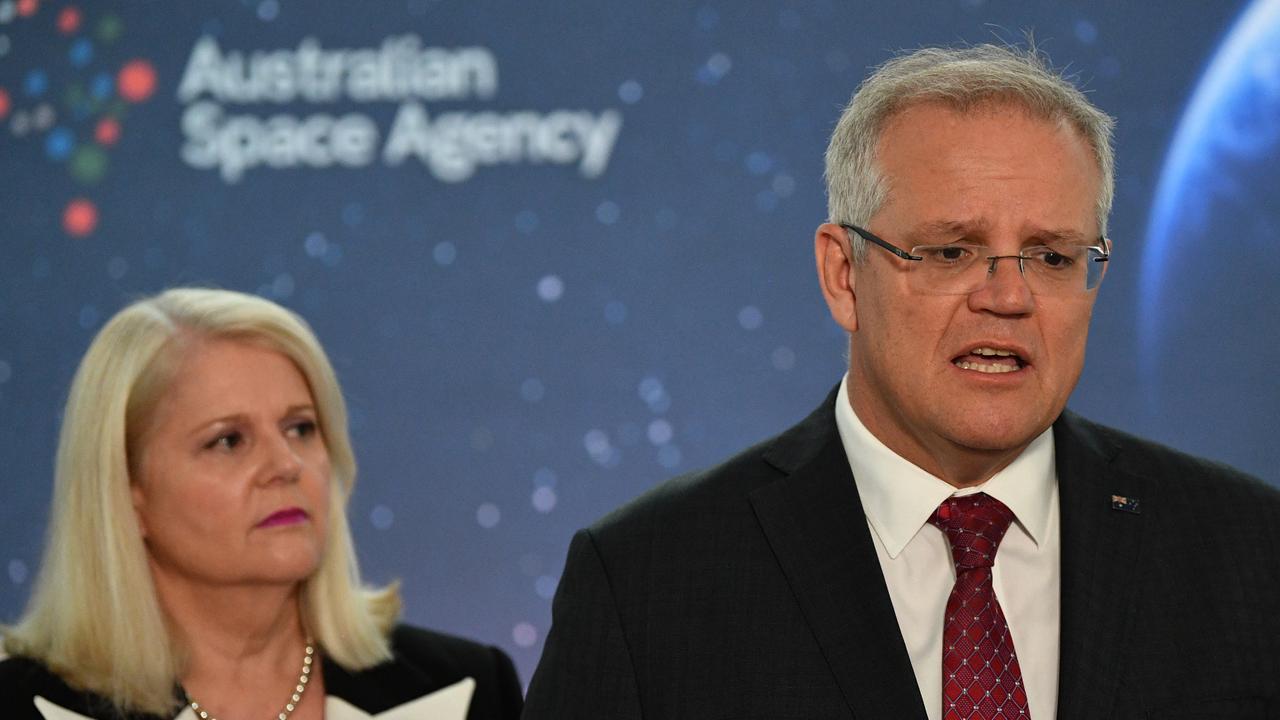 Prime Minister Scott Morrison is seen with Karen Andrews MP. Picture: AAP Image/David Mariuz