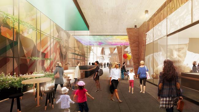 Artist impression of inside the Adelaide Central Market Arcade redevelopment. Image: Woods Bagot