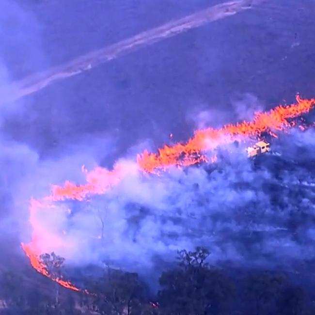 QFES Supplied footage of a bushfire burning at Tara.