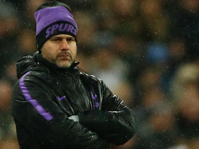 Tottenham Hotspur's Argentinian head coach Mauricio Pochettino looks on during the English Premier League football match between Tottenham Hotspur and Burnley at Wembley Stadium in London on December 15, 2018. (Photo by Adrian DENNIS / AFP) / RESTRICTED TO EDITORIAL USE. No use with unauthorized audio, video, data, fixture lists, club/league logos or 'live' services. Online in-match use limited to 120 images. An additional 40 images may be used in extra time. No video emulation. Social media in-match use limited to 120 images. An additional 40 images may be used in extra time. No use in betting publications, games or single club/league/player publications. /