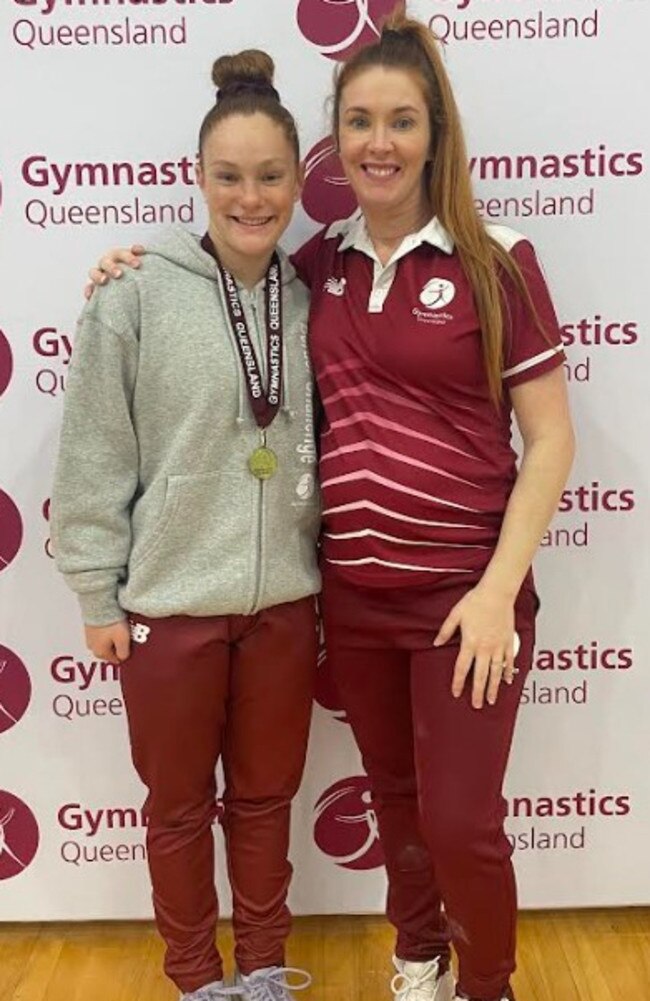 Victoria Park gymnast Mackenzie Zanette with coach Kaylin Norris.