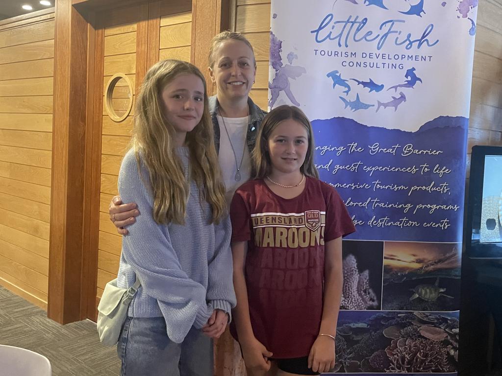 Skye Brodhurst, 12; Isabel Hubar, 12 and Olivia Brodhurst, Cannonvale at the Reef Festival.