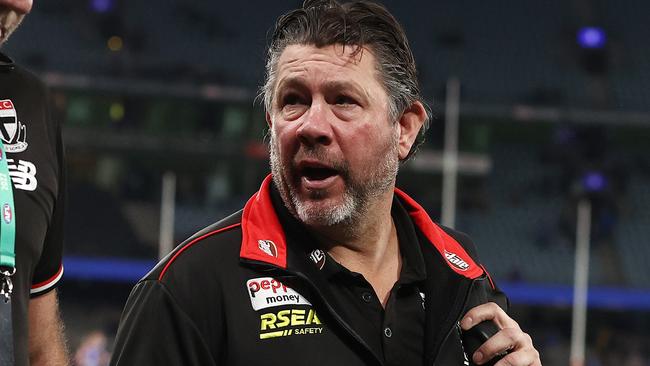 Brett Ratten during the Saints loss to Western Bulldogs. Photo by Michael Klein