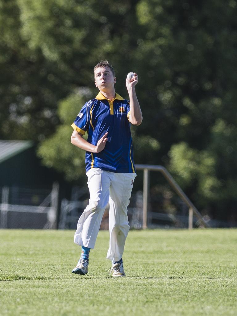 Daniel Skillington bowls for University Phoenix. Picture: Kevin Farmer