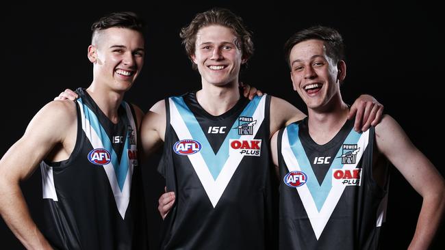 Port Adelaide last year targeted forward and midfield depth with Connor Rozee, Xavier Duursma and Zak Butters Australia, Thursday, November 22, 2018. (AAP Image/Daniel Pockett)