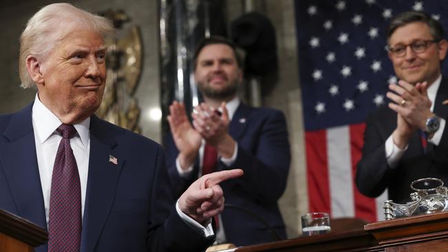 President Donald Trump addresses a joint session of Congress at the Capitol in Washington on Tuesday, local time. Picture: AP