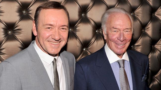 Kevin Spacey (left) with the man who would go on to replace him, Christopher Plummer. Picture: AFP