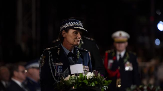 NSW Police Commissioner Karen Webb attends the 2024 Anzac Day Dawn Service at the Cenotaph, Martin Place, Sydney. Picture: NCA NewsWire / Monique Harmer