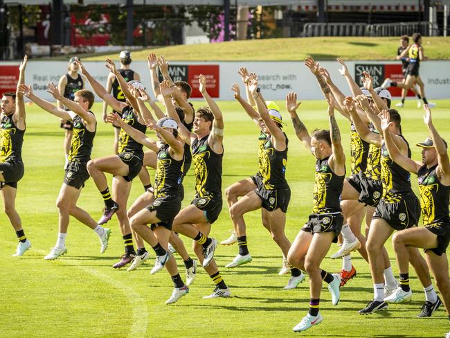 The Tigers were put through their paces. Picture: Jake Nowakowski